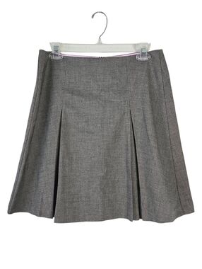 Trina Turk Heather Gray Pleated Front Mini Skirt 6 Business Casual